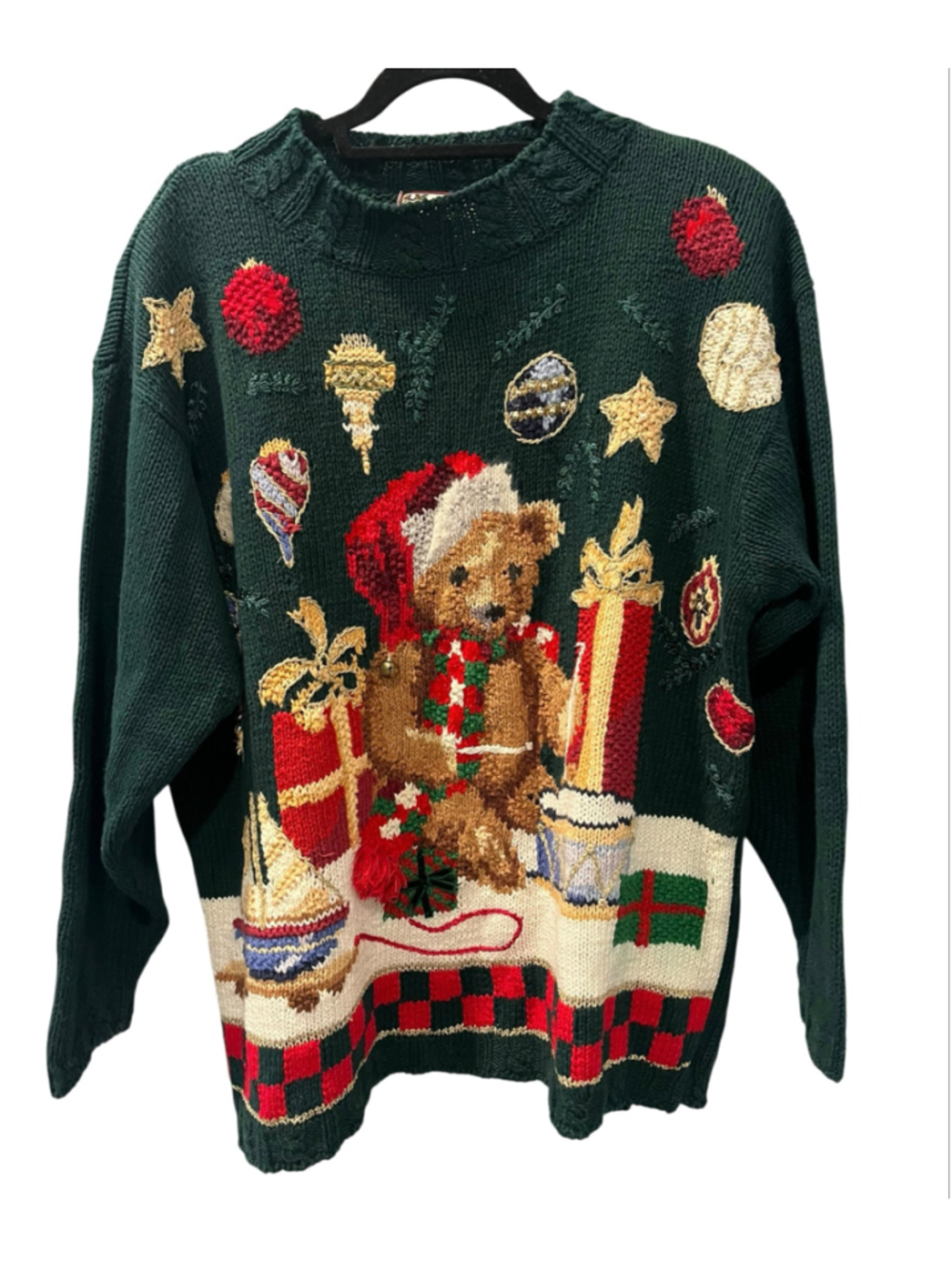 VTG Tiara International Christmas Sweater Womens 2XL 3XL Teddy Bear 1999 Beaded